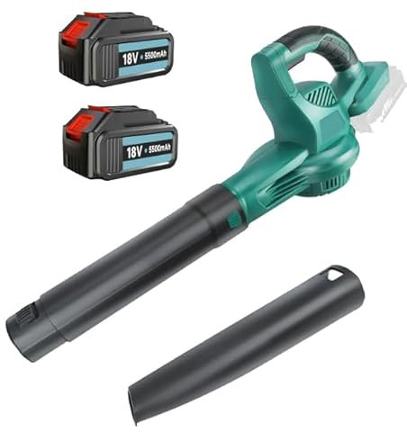 Akku-Laubbläser ,Neue Upgrades mit 2X 5500mah Akkus und Ladegerät,2 x Winddüse,500W 180MPH Elektro Laubbläser Gardena für Rasenpflege, Terrasse, Laubblasen(für Makita 18V AKKU) 
