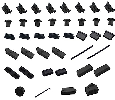 HOMSFOU Tappi Antipolvere USB in Silicone Neri 40 Pezzi per Motherboard | Copriporta per Interfaccia Computer, Set Diy, Rimozione Semplice, Stop a Corpi Estranei Stile Casuale