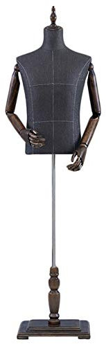 BZGPMFUD Schaufensterpuppe Männlicher Torso Körper Büsten Schneiderpuppe mit Holzarmen Jersey Puppe Dummy Modell Kleidung Realistische Anzeige