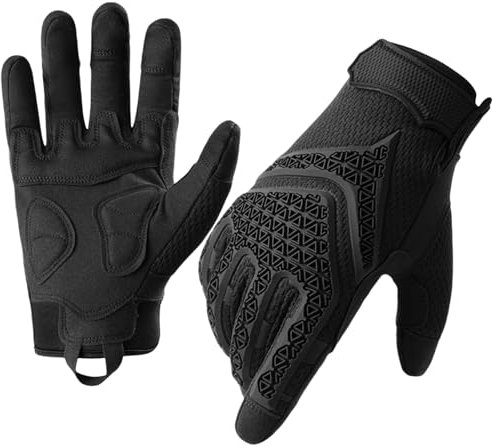 Artanchao Motorrad Handschuhe Herren | Atmungsaktive Sommer-Handschuhe mit 3-Finger Touchscreen | Stoßdämpfend für Motorrad, Offroad, Enduro, Mountainbike & Roller | Erwachsene | Schwarz (Schwarz, M)
