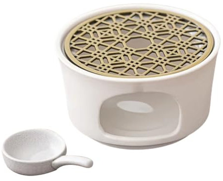 Toolvvik Estufa de Té de Cerámica Más Cálida, Estufa de Té Portátil para Acampar, Vela Samovar, Calentador de Té para Viajes Al Aire Libre, Calentador de Té Plano para Catering