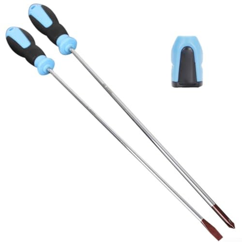 Set di 3 cacciaviti professionali extra lunghi da 400 mm in acciaio al carbonio con punta magnetica a testa scanalata con magnetizzatore per portata profonda