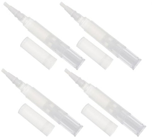 LRXIYODE 4 Stück Nagelöl Stift Leer 4ml Nachfüllbar mit Pinselspitze aus Abs für Nagelhautpflege und Nagelnährstoffstift als Kosmetik Applikator für Flüssiges Make Up