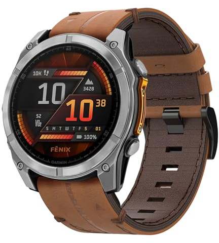 Leder Armband für Garmin Fenix 8 47mm, Armbands Fenix 7 Pro/7/FEnix 6 Pro/6/FEnix 5 Plus/5, 22mm Uhrenarmband mit Schnellverschluss Armband für FENix E 47mm/Forerunner 965/955/945/935/Instinct 2