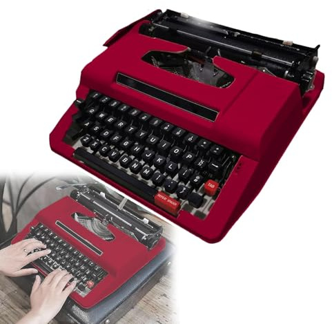 Kreative mechanische Schreibmaschine (rot), Vintage-Schreibmaschine, tragbarer roter Koffer, einfach zu bedienen, für Notizen oder Briefe, für Film-/Fernsehrequisiten,A