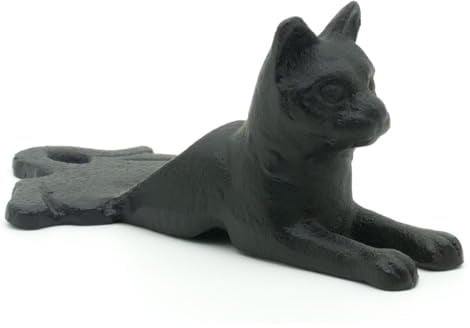 CKB LTD Cast Iron Cat Door Stop Heavy Duty Wedge - Decorative Indoor Outdoor Weighted Doorstopper Ornament for Bathroom, Living Room, Bedroom, Kitchen, Office Doors