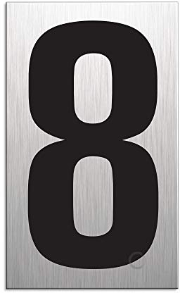 Zahl 8 Nummer beliebig kominierbar Aluminium selbstklebend 100x60 mm