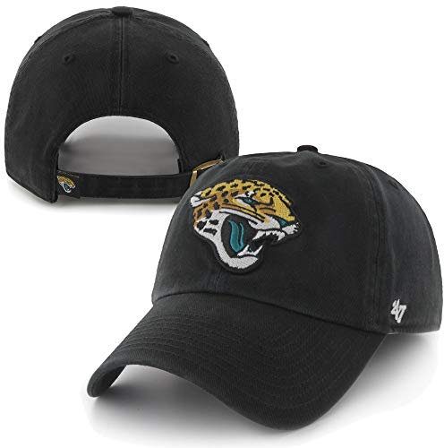 '47 NFL Jacksonville Jaguars Clean Up Unisex-Baseballkappe, Verstellbarer Riemenverschluss, Einheitsgröße, Team Logo, Farbe Schwarz