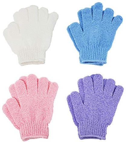 ATB 4 Pairs Exfoliating Gloves - Premium Body Scrub Wash Mitts for Bath, Shower & Self Tanner Prep - Luxury Spa Exfoliation Wash Gloves for Dead Skin Removal, Self-Tan Prep & Smooth Skin, Men & Women