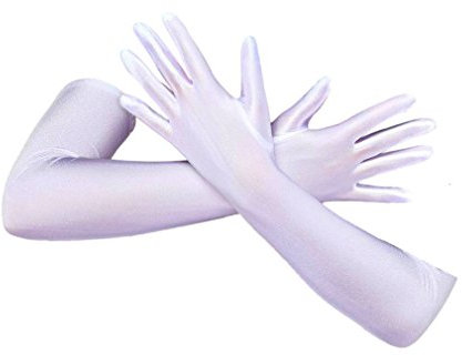 jowiha Satinhandschuhe in Rot Weiß oder Schwarz Länge ca. 53 cm (Weiß)