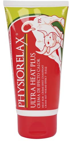 Physiorelax - Ultra Heat Plus, Crema Apta para Masaje, Efecto Calor, Para Esfuerzos Cotidianos y Antes del Ejercicio, con Árnica e Ingredientes de Origen Natural - 75 ml