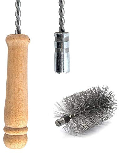 Schubstange Kesselstab FLEXIBEL Holzgriff M12 Länge 120cm + 80 mm Heizkesselbürste Kesselbürsten Ofenbürste Ofenrohr reinigen Reinigungsbürste