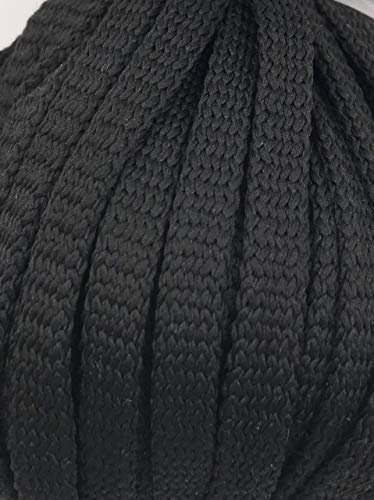 5m Kordel Polyester 8mm flach Schnur Turnbeutel Seil 9 Farben (Schwarz)