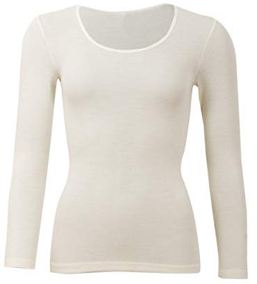 Cosilana, Damen Unterhemd Langarm, 70% Wolle 30% Seide (48-50, Natur)