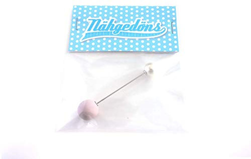 Nähgedöns.de Pin mit Zwei Kugeln | Puder-Rosa matt + Perle | Anstecknadel | Brosche | Hutnadel | Tuchnadel
