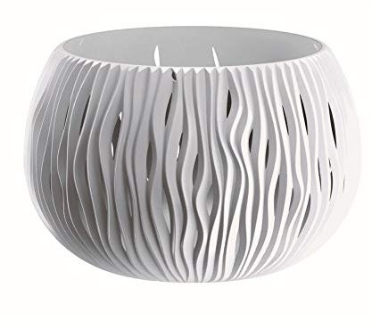 Prosperplast BOWL SANDY de plástico CON depósito en color Blanco, 21,8 (alto) x 37 (ancho) x 37 (profundo) cms
