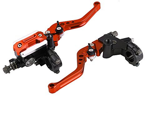 Keenso Motorrad Brems- und Kupplungshebel, 1 Paar Motorrad 7/8 Zoll Lenker Brems- und Kupplungshebel Hauptzylinder Ausgleichsbehälter Hebel (Rot)