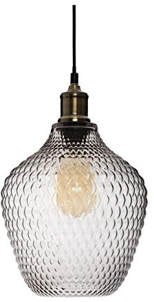 Paris Prix Atmosphera Créateur d'intérieur - Lampe Suspension Verre Fumé Omaha 25cm Gris