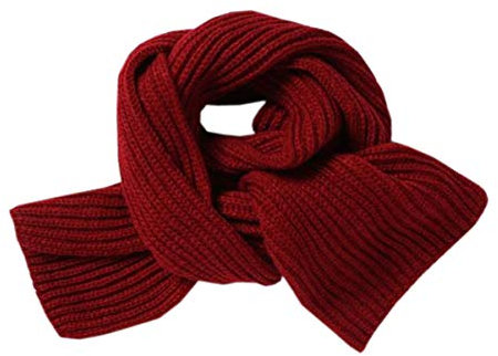 ACVIP Kinder Strickschal Winter Warme Stricken Schal Junge Mädchen einfarbiges Halsschal(Weinrot)