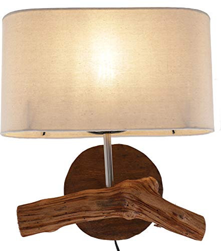 GURU SHOP Wandlampe/Wandleuchte/Wandleuchte, in Bali Handgefertigt aus Naturmaterial, Baumwolle - Modell Mokka, 40x35x15 cm