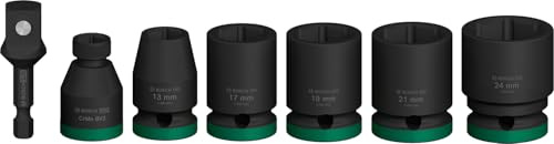 Bosch 7X PRO Impact Socket Set with Adapter (Length 39 mm, Professional Accessory Drills and Drivers)