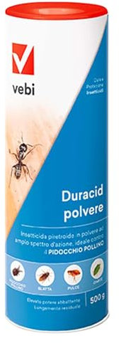 VEBI - Duracid Polvere 500g (Formiche, Pulci, Blatte, Mosche, Zecche)