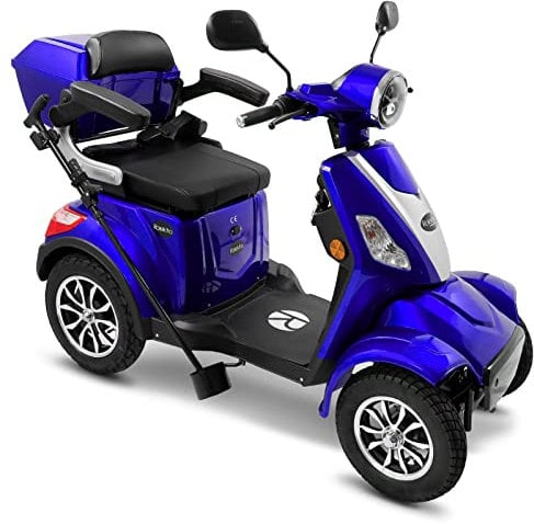 Rolektro Elektromobil E-Quad 25 V.3 Pro Blau mit Lithium-Akku - Seniorenfahrzeug 4-Rad E-Mobil - 80km Reichweite - 1000W Seniorenmobil mit Straßen-Zulassung