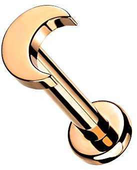 BlackAmazement 316L Edelstahl Labret Ohrstecker Tragus Helix Monroe Piercing Halbmond Crescent Sichel Mond Moon Silber Rose Gold Schwarz Damen (Farbe Rosegold - Stablänge 8mm)