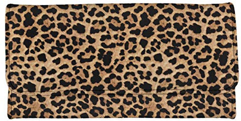 Biyejit Langes Portemonnaie aus Leder, für die Reise, Kreditkarten-Halter, großes Fassungsvermögen, mit Druckknopf, Leopardenmuster (mehrfarbig) Biyejit, Leopardenmuster, Talla única, Casual