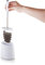 Minky Toilet Brush & Holder, Silicon Head & Stainless Steel Handle, Sturdy Oval Shaped Base, Deep Cleaning Toilet Brush Set With Non Slip Handle, White & Light Grey, Made in the UK