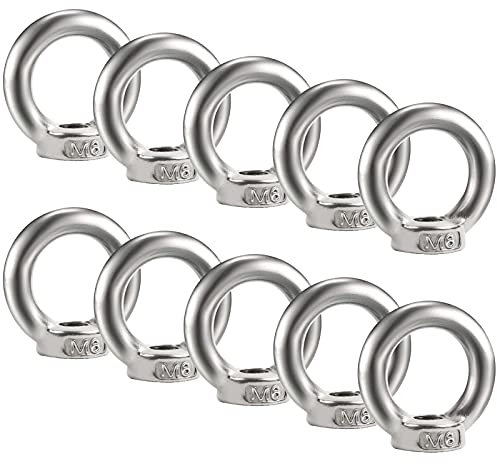 Bolatus 10 Stück Ringmutter M6 Augenmutter 304 Edelstahl Gewinde Ösenmutter Ringmuttern Augenmuttern Hardware Ringösen zum Heben von Zubehör Augenmutter