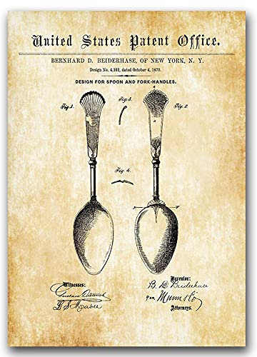 Vintage Posteria Poster 30x40 cm Anschlag Wandbilder Schlafzimmer Deko Ohne Rahmen WandKunst Posters Moderne Zimmer Bild Bilder Vintage Wand Kunst - Osiris-Bestecklöffel-Patent-USA