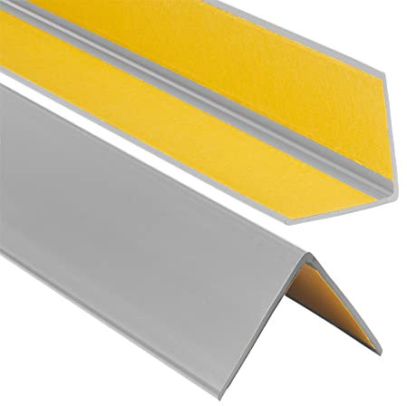 ProfiPVC Cornière PVC 50x50 mm 200cm - Baguette d’angle de protection, profilé d'angle caoutchouc autoadhésif - Protection d'angles et rebords, flexible, facile à installer, Cendré