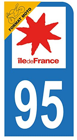 Hadexia Aufkleber für Nummernschild, Motorroller, Departement 95 Val-D'Oise Logo Region Ile-de-France
