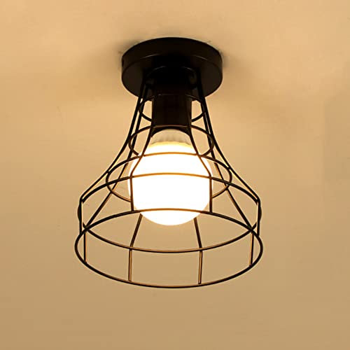 Chao Zan Lampada da soffitto vintage plafoniera camera letto - Nero lampadario industriale cucina ferro battuto arredamento portalampada E27 luci design casa salotto garage illuminazione per interni