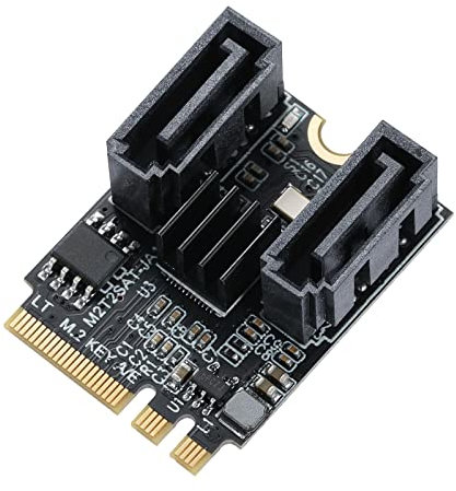 MZHOU Adaptateur M.2 SATA, Carte d'extension M.2 vers SATA3.0 Key-A+E, Carte Riser SSD Jusqu'à 6 Gbit/s, Puce JMB582, pour Windows 8/8.x/10 Linux