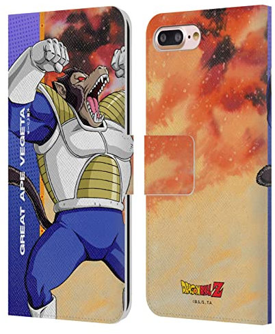 Head Case Designs Officially Licensed Dragon Ball Z Great Ape Vegeta Saiyan Arc Characters Leather Book Wallet Case Cover Compatible With Apple iPhone 7 Plus/iPhone 8 Plus