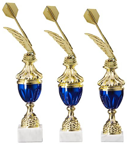 eberin · Pokal Serie Dart, Gold-blau, mit Wunschtext, Größe 36,8 cm
