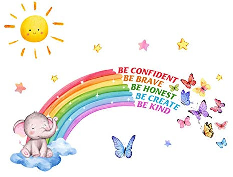 Raxove Cartoon Elefant Wandaufkleber, Klebe Elefant Wandaufkleber Aufkleber | Wandaufkleber mit Sonne Muster für Fotohintergrund