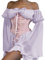 Sunidol Ensemble 2 pièces pour femme - Robe corset à épaules dénudées et manches cloches à lacets - Mini robe bustier, 04-Violet + Rose Ensemble, Taille XL