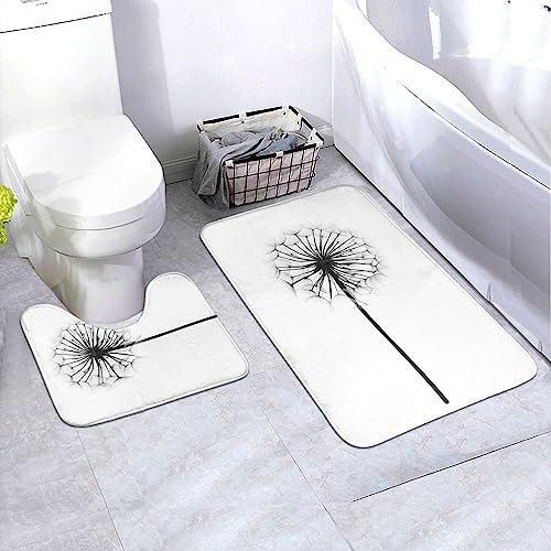 UNIOND Badematten-Set mit Pusteblumen-Motiv, rutschfest, saugfähig, U-förmig, für Badezimmer, Badewanne, Dusche, 2-teilig