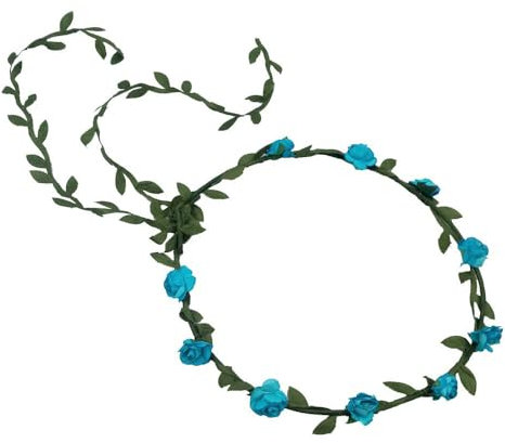 Damen Blumenkranz Blume Krone Stirnband Haarschmuck Blumenstirnband Boho Blumen Haarband Braut Blume Haarreif Stirnband mit Blättern,für Hochzeit Party Festival Geburtstag,Blau