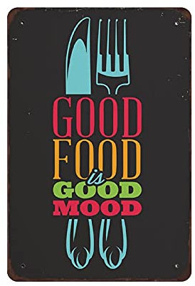 Metall-Blechschild Unny Kitchen Good Food, Good Mood Restaurant, Blechschild, Metall-Aluminiumschild, Vintage-Wanddekoration, Retro-Poster für Bars, Restaurants, Cafés, Pubs, Heimdekoration, 30,5 x