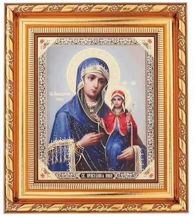 NKlaus Heilige Anna Ikone im Rahmen mit Glas 14x16cm christlich orthodox 13925