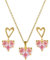 Emibele Rosa Herz-Schmuck-Set für Damen, Herz Ohrringe & Halskette Set Funkelnde Cubic Zirkonia Zartes Herz Anhänger Halskette Ohrringe, Schmuck Geschenke für Frauen Mädchen Teenager, Gold & Rosa