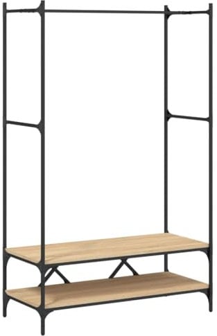 vidaXL Kleiderständer, Garderobe mit Ablagen, Freistehend Garderobenständer Kleiderstange, Standgarderobe Kleideraufbewahrung, Sonoma-Eiche Holzwerkstoff