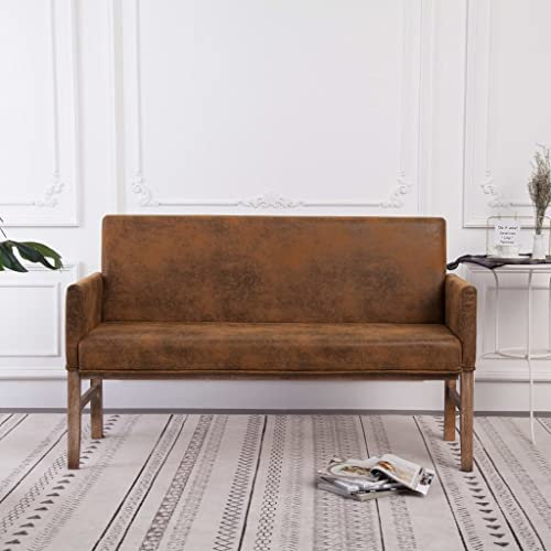 Hommdiy Sitzbank mit Armlehnen Bank Polsterbank Couch Küchensofa Küchenbank Sofabank (Braun 140 x 62 x 84,5 cm)