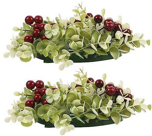DIKACA Künstliche Eukalyptusblüte Kerzenkranz Für Kerzen Weihnachts-Layout Requisiten Weihnachtsdeko Heimdekoration