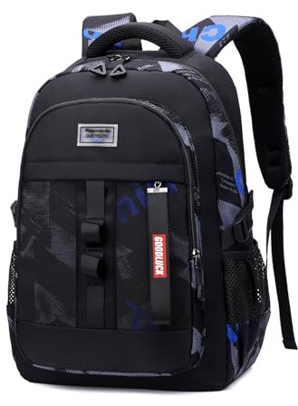 Amythe Schulrucksack Jungen Teenager- Modischer Rucksack Herren für 15.6 zoll Laptop, Lässiger Wasserdicht Schwarzer Schulranzen Jungen 5-9. Klasse Ranzen für Schule Arbeit Reisen