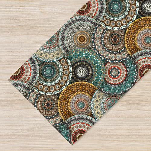 Il Gruppone Passione Casa Tappeto passatoia Fantasia Made in Italy Antiscivolo Lavabile Aderente - Mandala Autunno - 50x300 cm